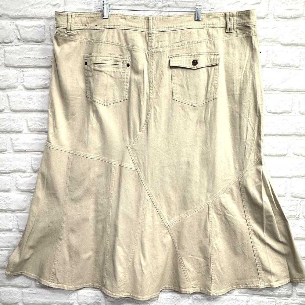 Vtg GITANO Denim Maxi Skirt Sz 26W Khaki Flared Hem Boho Grunge Western 90s Y2K - Picture 9 of 12